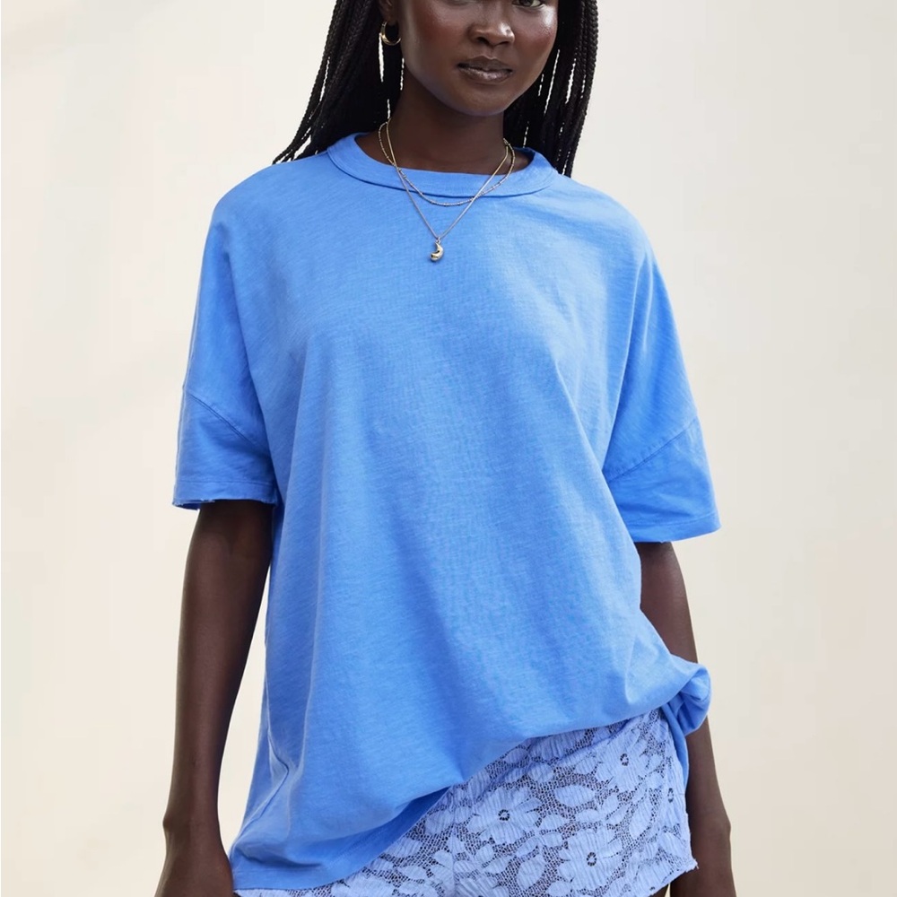 Aerie Oversized Crew Boyfriend T-Shirt Blue